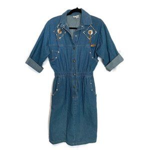 Vintage Dreams Denim Dress Snap Front Pockets